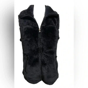 Free country faux fur black small zip up vest